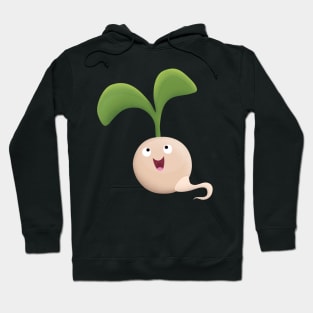 Cute happy seed sprout cartoon illustration Hoodie